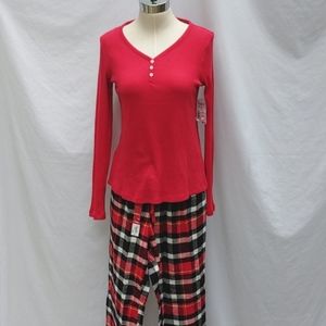 2 pairs of pajamas, NWT, red tops,plaid bottoms, sz XS, great warm PJs